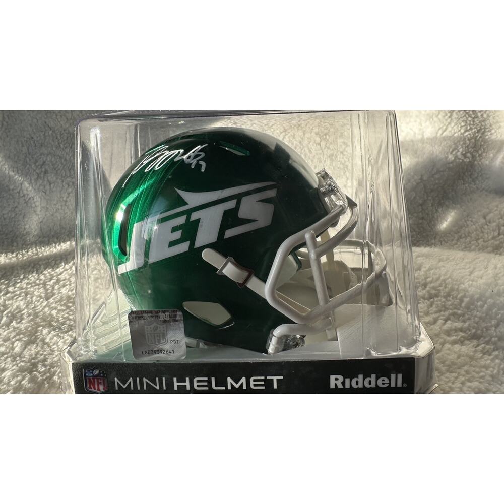 Davante Adams Signed New York Jets Alt Mini Helmet Riddell Beckett BAS COA Auto